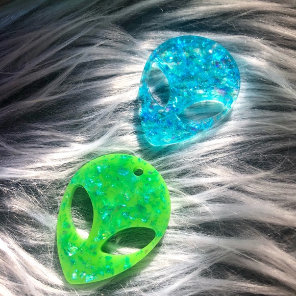 Alien Earrings - Red & Yellow Tie Dye - Picture 10 of 12